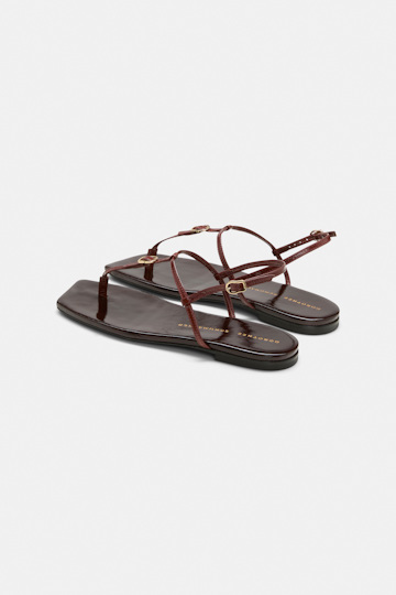 Dorothee Schumacher Toe post buckle sandals bordeaux/rust/tan mix