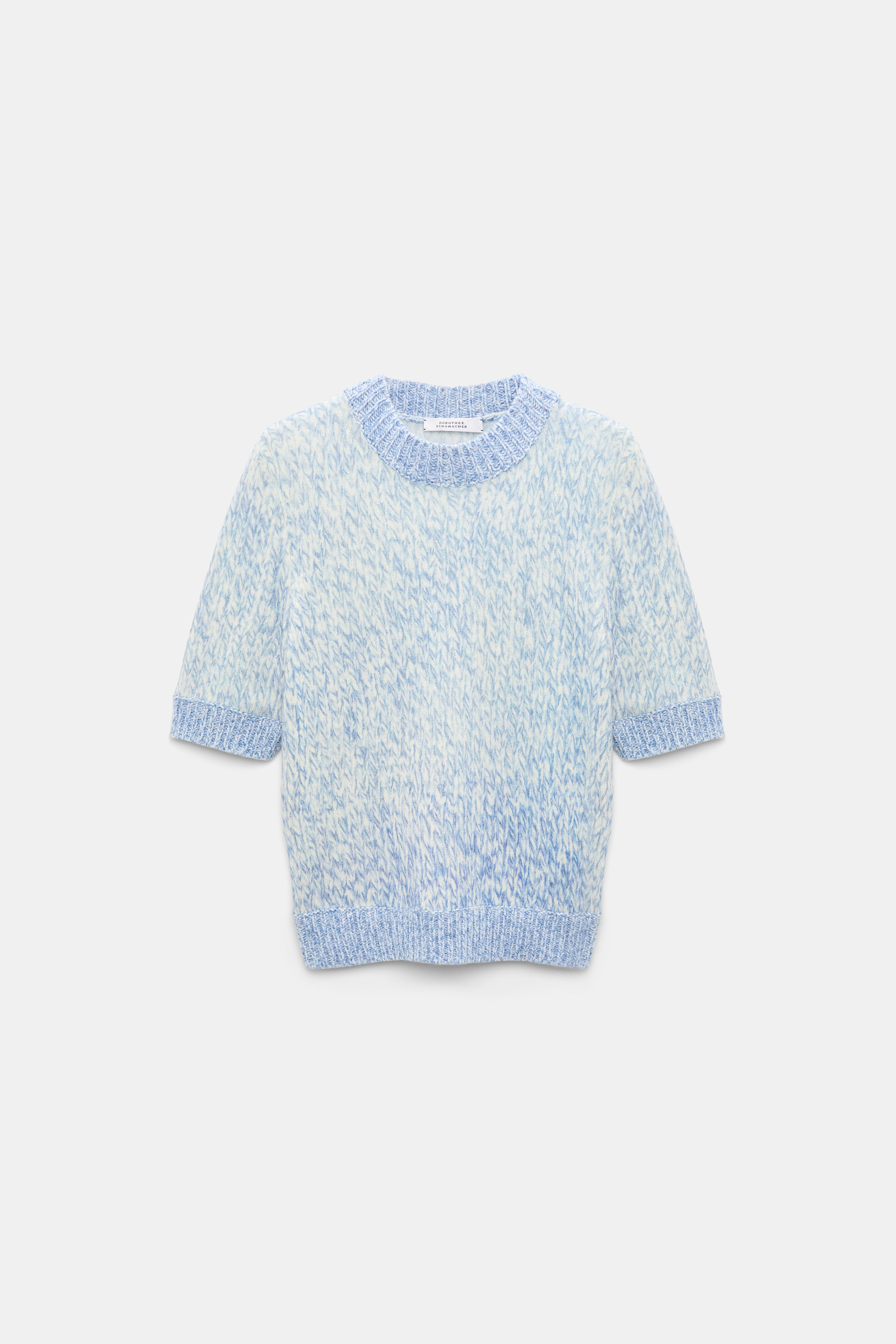 Dorothee Schumacher Merino-cashmere half sleeve pullover blue mouliné Product Front View