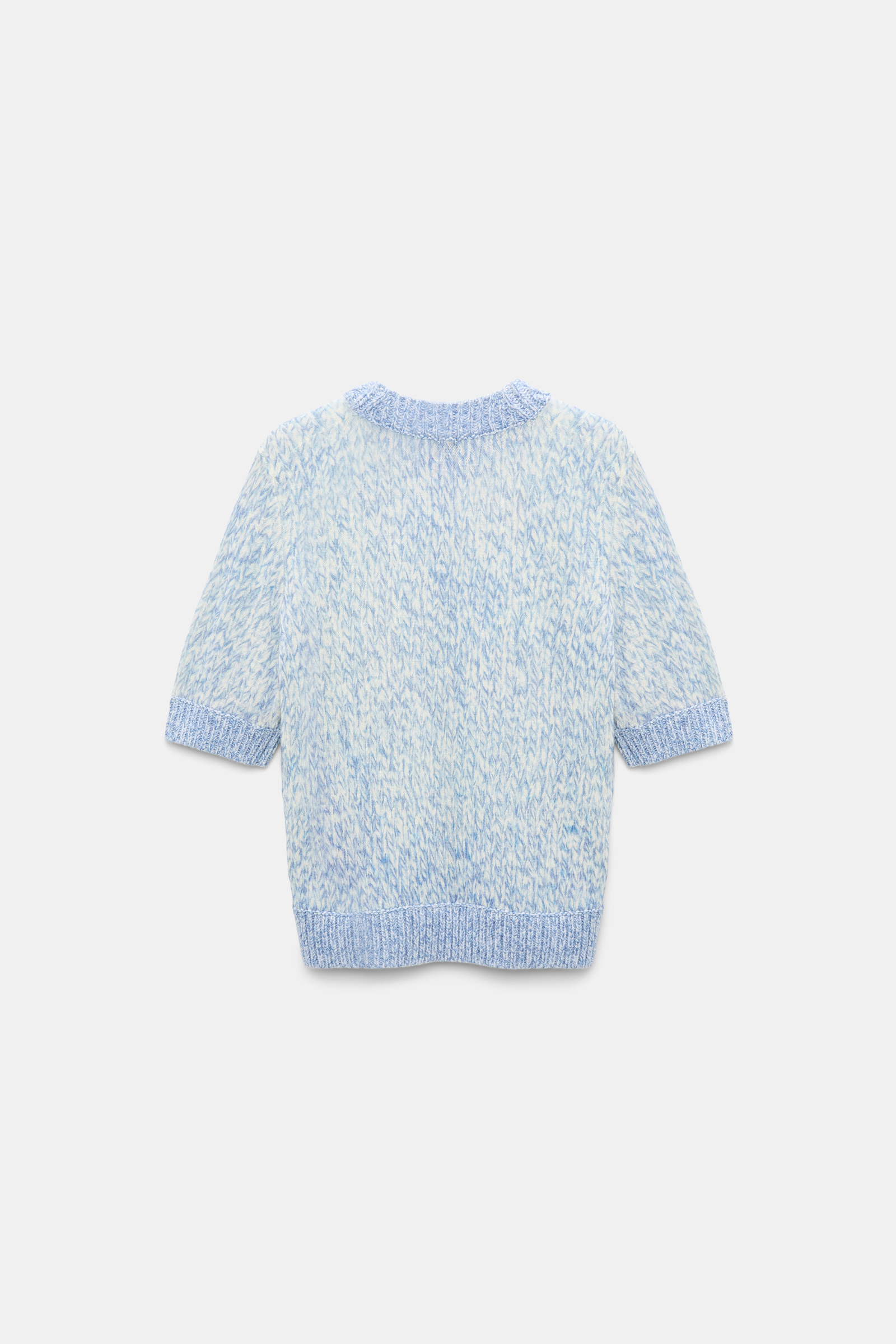 Dorothee Schumacher Merino-cashmere half sleeve pullover blue mouliné Product Detail View