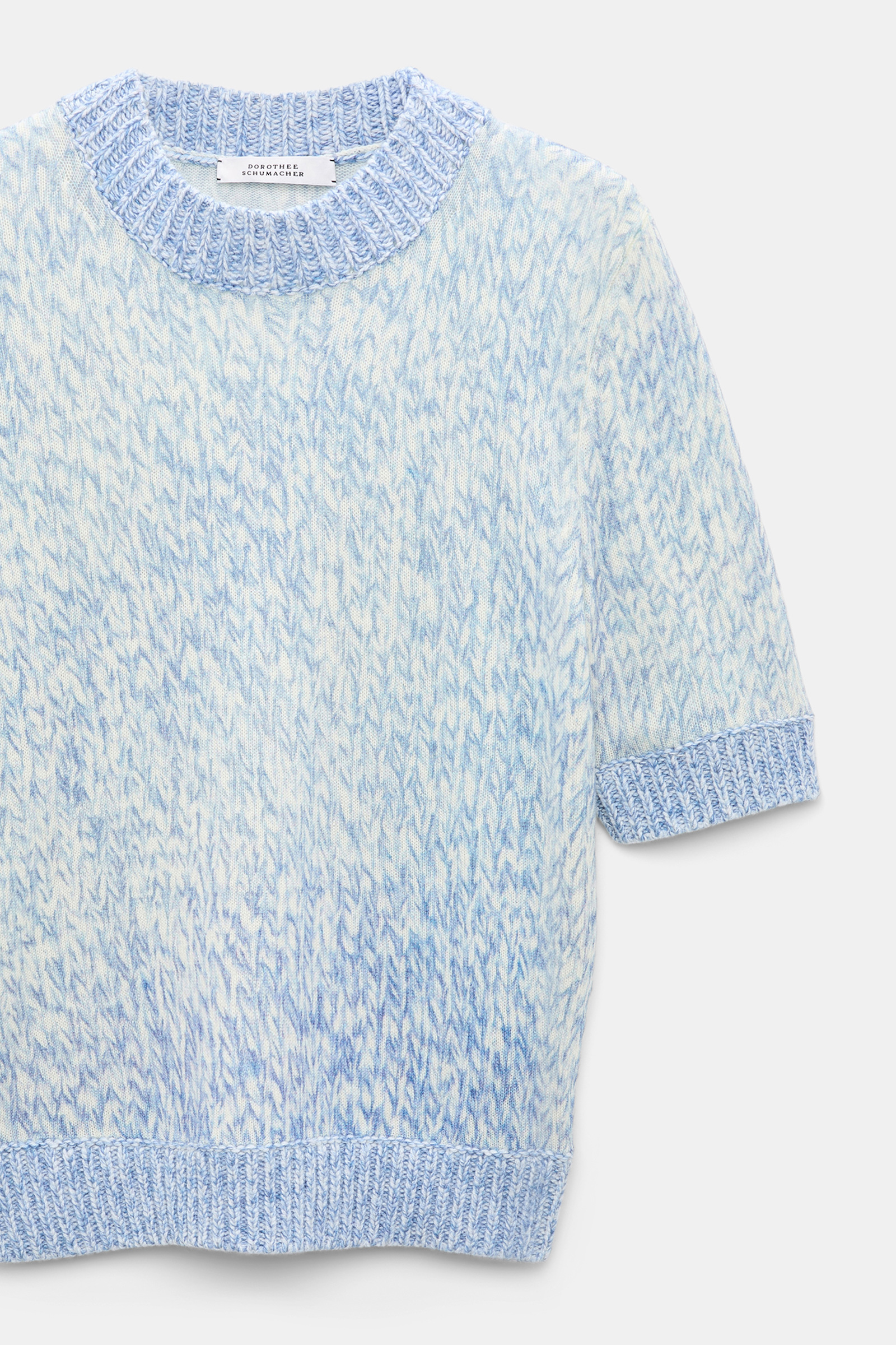 Dorothee Schumacher Merino-cashmere half sleeve pullover blue mouliné Product Detail View