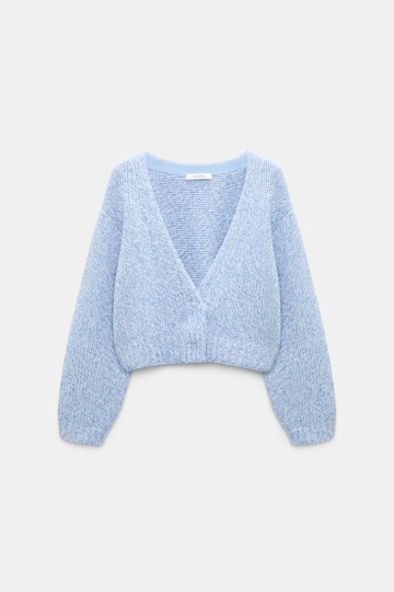Dorothee Schumacher Merino-cashmere cardigan blue mouliné Product Front View