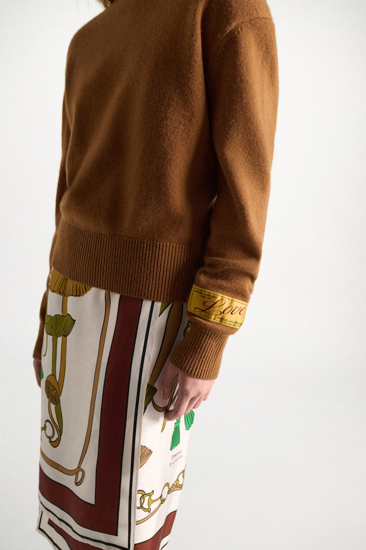 Dorothee Schumacher Pullover mit Rundhals aus Merino und Kaschmir saffron Model Detail View