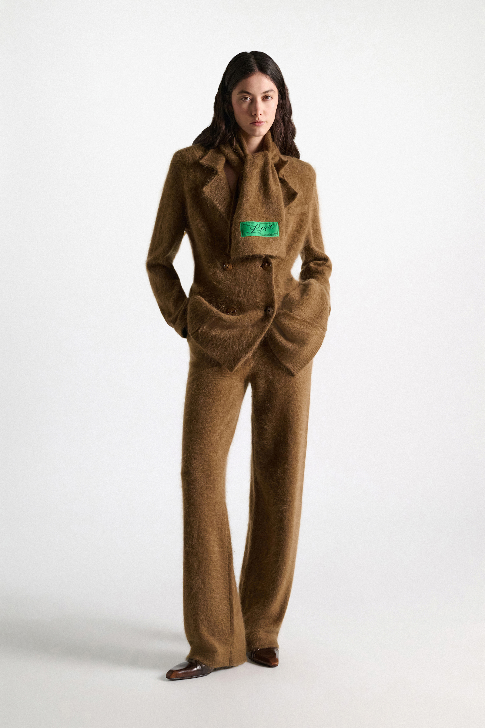 Dorothee Schumacher Zweireiher-Blazer aus Merino und Kaschmir porcini Model Front View