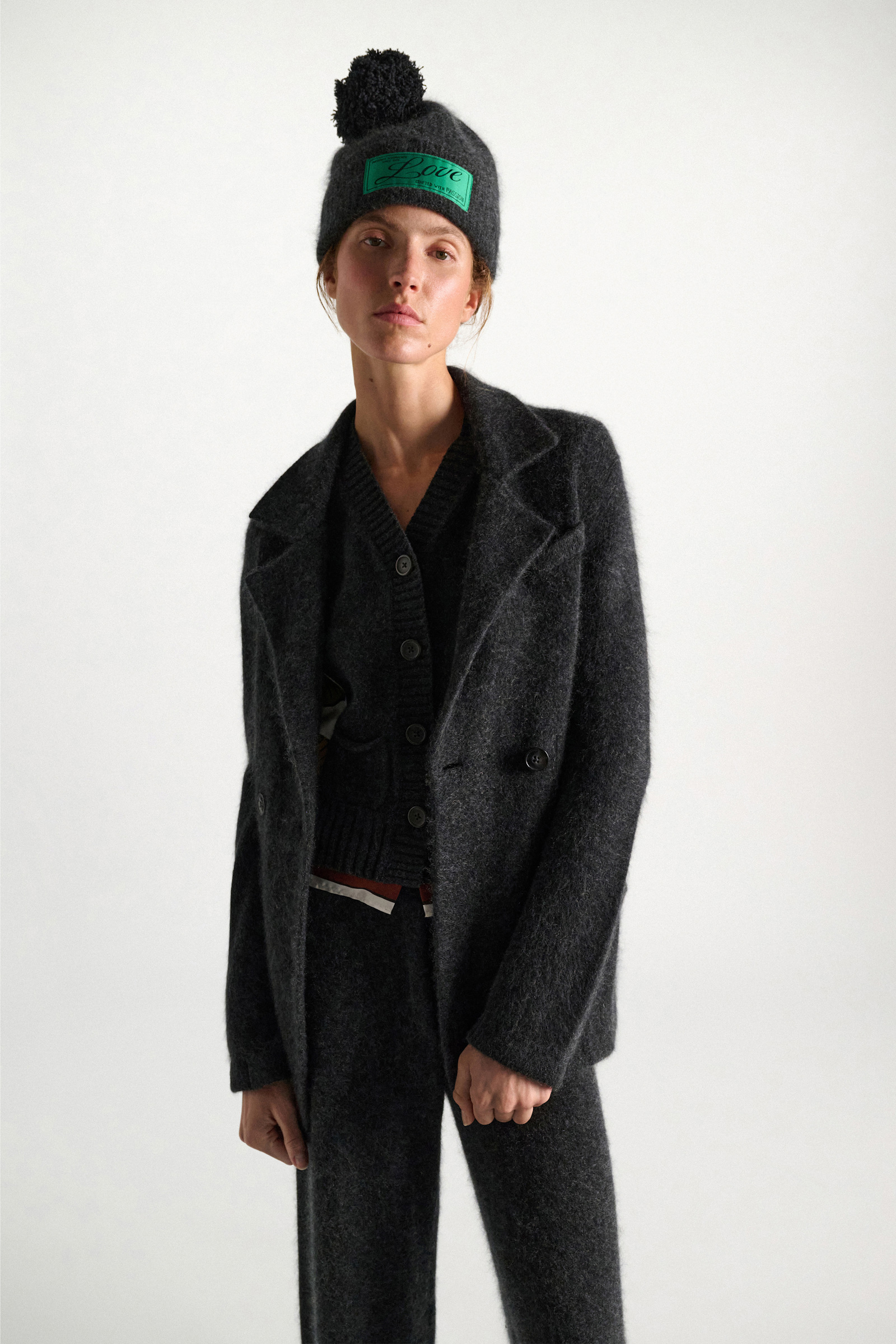 Dorothee Schumacher Zweireiher-Blazer aus Merino und Kaschmir anthra melange Model Detail View