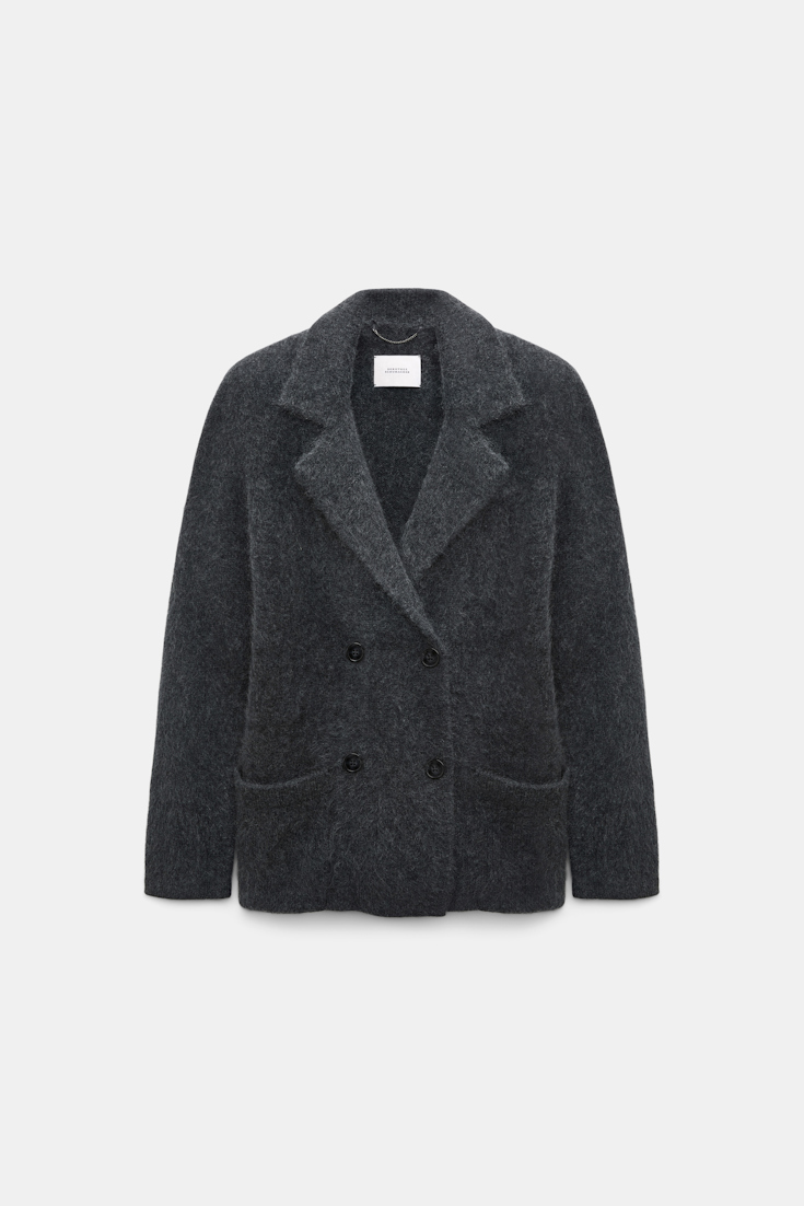 Dorothee Schumacher Zweireiher-Blazer aus Merino und Kaschmir anthra melange Product Front View