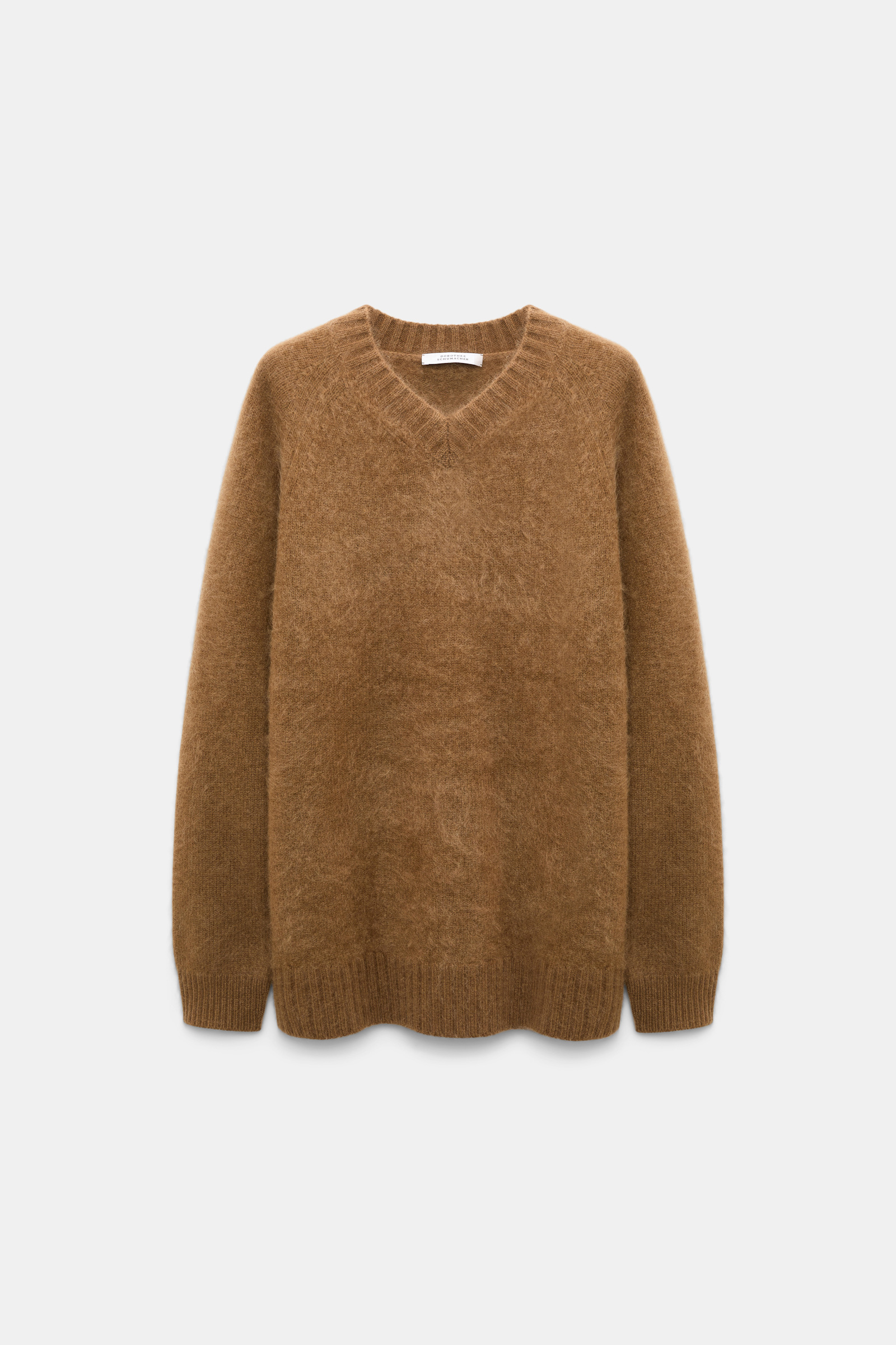 Dorothee Schumacher Pullover mit V-Ausschnitt aus Merino und Kaschmir porcini Product Front View