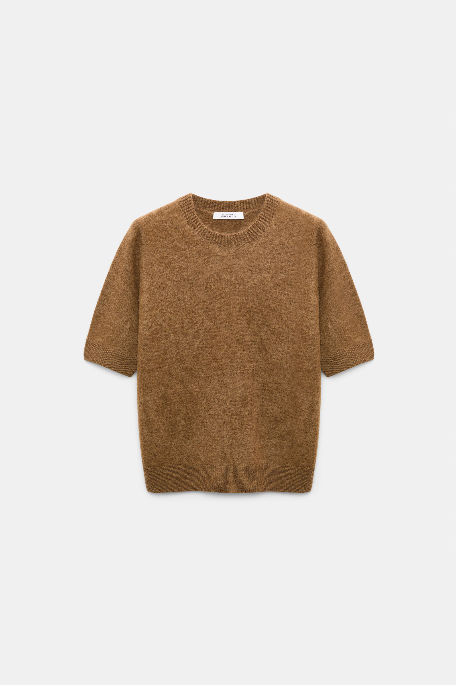 Dorothee Schumacher Pullover mit kurzen Ärmeln aus Merino und Kaschmir porcini Product Front View