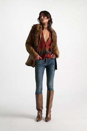 Dorothee Schumacher Merino-cashmere argyle V-neck cardigan argyle brick Model Front View