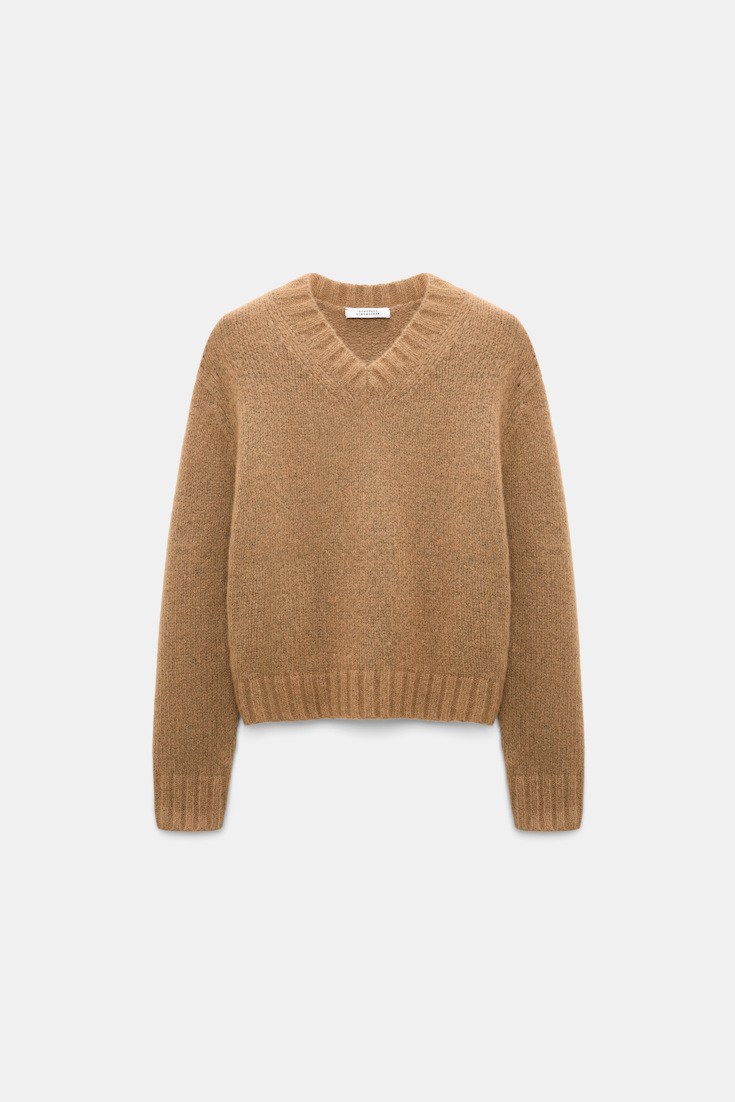 Dorothee Schumacher Pullover mit V-Ausschnitt aus Kaschmir porcini Product Front View