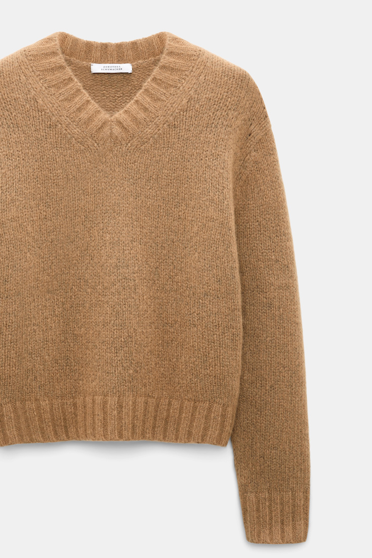Dorothee Schumacher Pullover mit V-Ausschnitt aus Kaschmir porcini Product Detail View