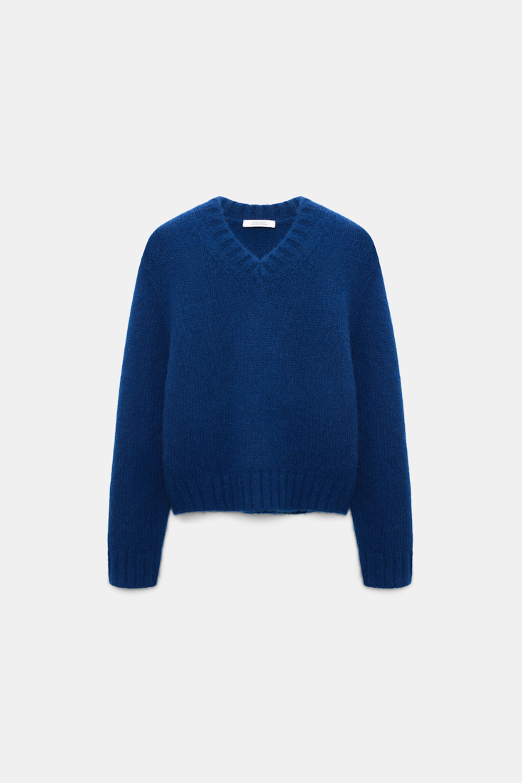 Dorothee Schumacher Pullover mit V-Ausschnitt aus Kaschmir ocean blue Product Front View