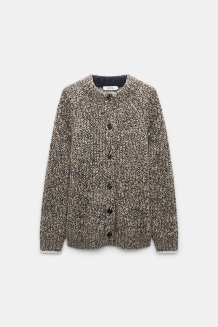 Dorothee Schumacher Cardigan mit Rundhals aus Kaschmir mist-thunder-walnut mouline Product Front View