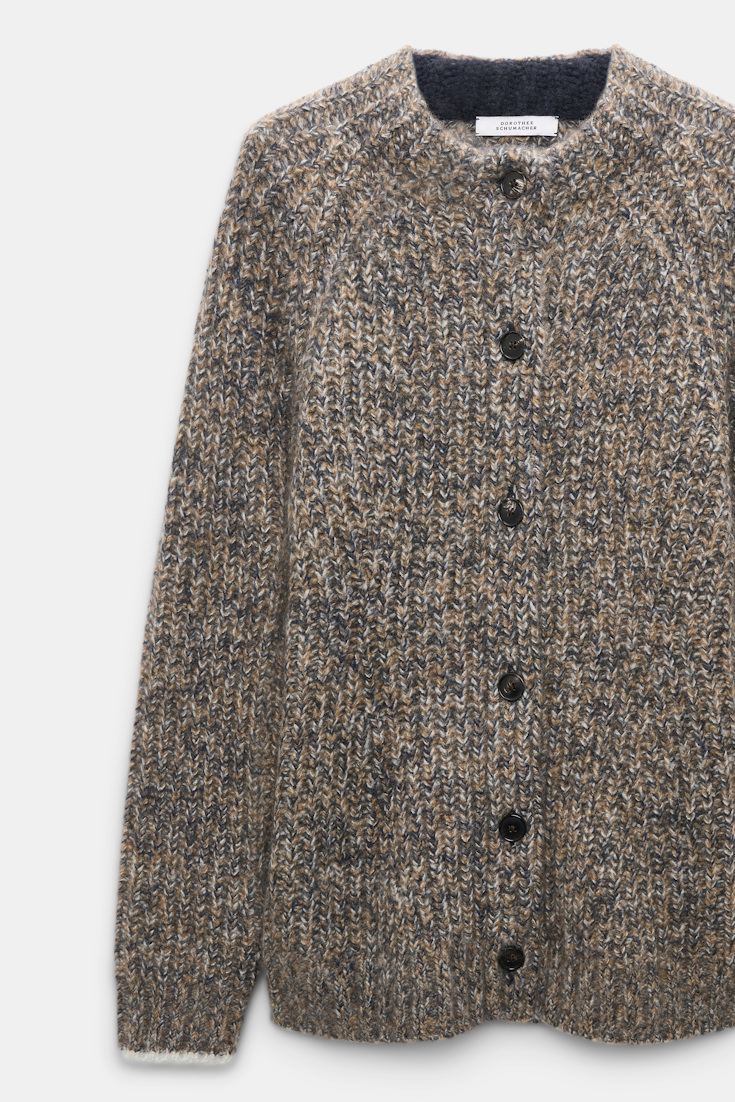 Dorothee Schumacher Cardigan mit Rundhals aus Kaschmir mist-thunder-walnut mouline Product Detail View