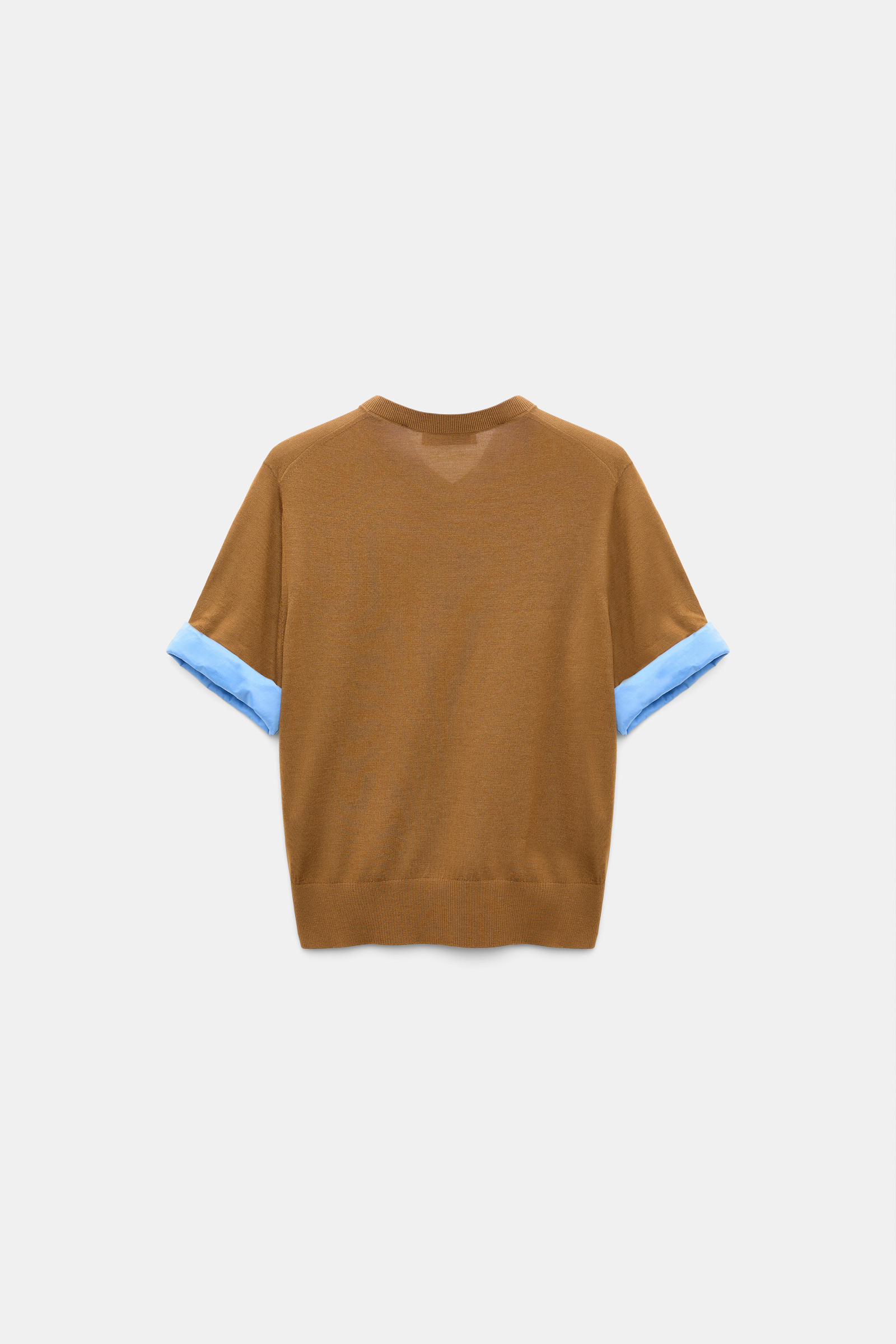 Dorothee Schumacher Extra fine Merino short sleeve layered top forest honey patch Product Detail View