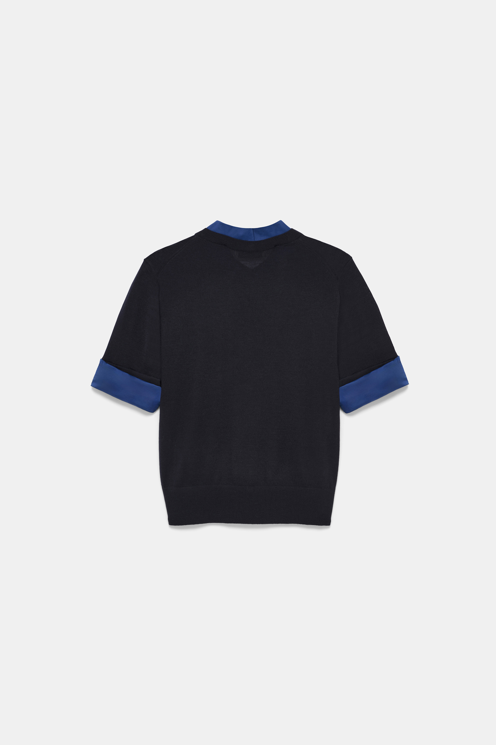 Dorothee Schumacher Extra fine Merino short sleeve layered top ink and midnight Product Detail View