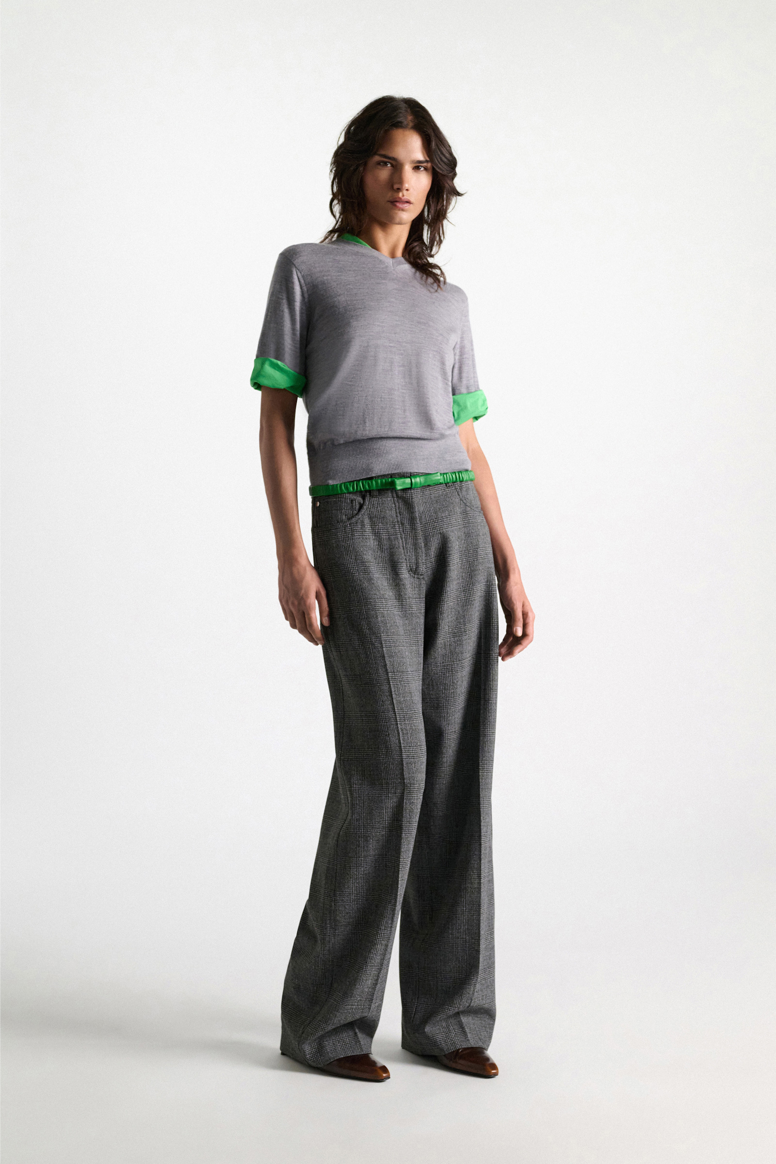 Dorothee Schumacher Pullover im Layering-Look aus extrafeinem Merino grey mel. patch Model Detail View