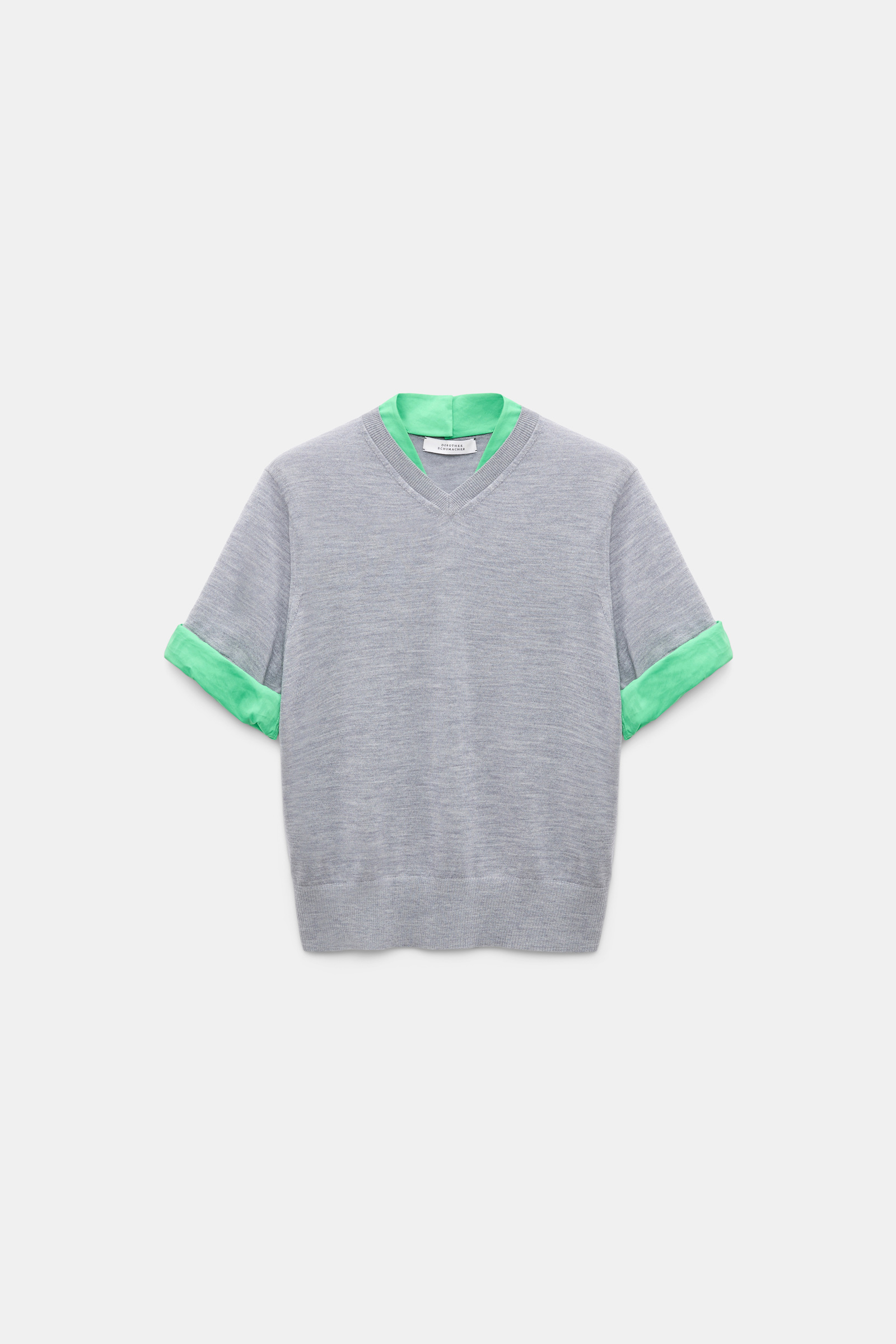 Dorothee Schumacher Pullover im Layering-Look aus extrafeinem Merino grey mel. patch Product Front View