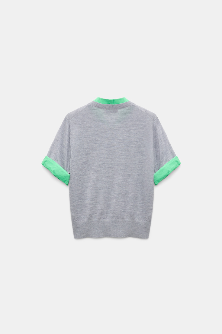 Dorothee Schumacher Pullover im Layering-Look aus extrafeinem Merino grey mel. patch Product Detail View