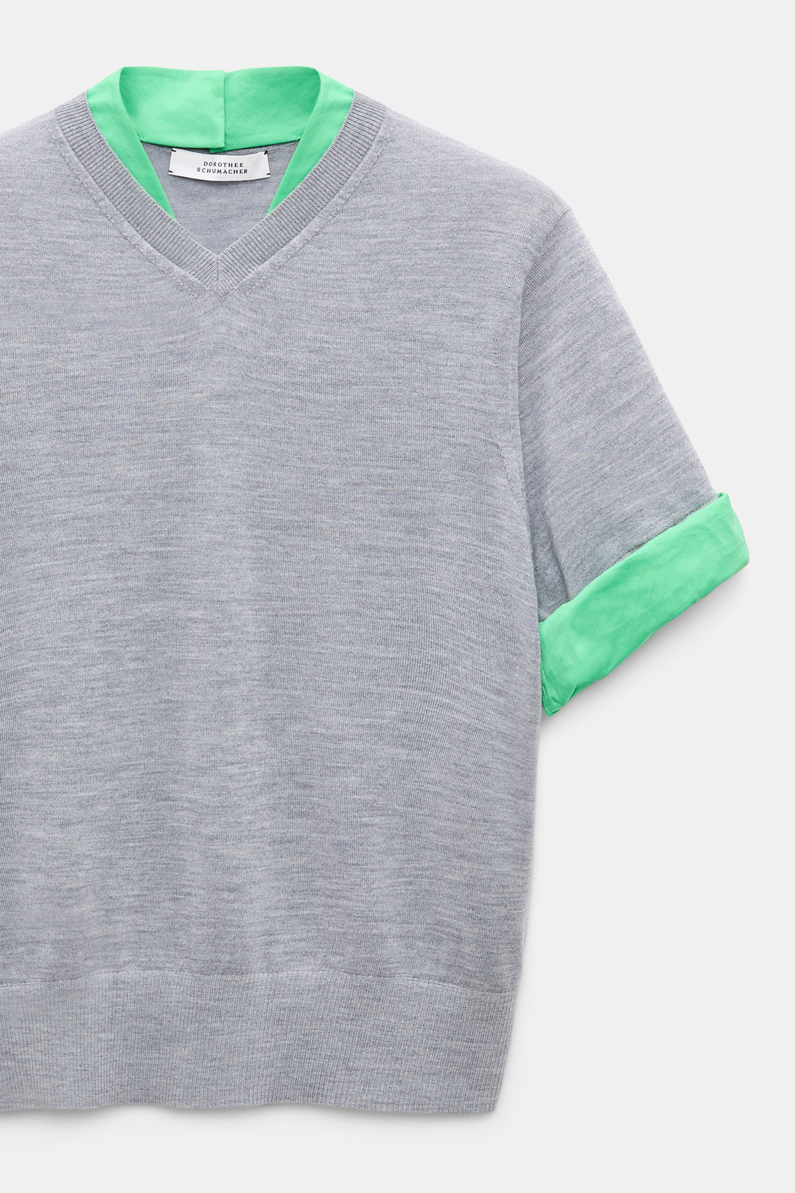 Dorothee Schumacher Pullover im Layering-Look aus extrafeinem Merino grey mel. patch Product Detail View