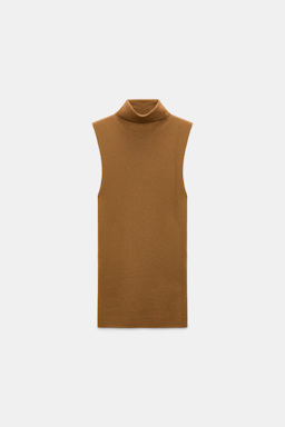 Dorothee Schumacher Sleeveless turtleneck in extra fine Merino saffron