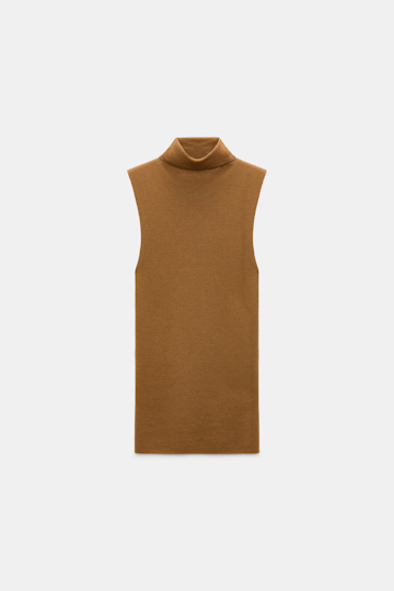 Dorothee Schumacher Sleeveless turtleneck in extra fine Merino saffron Product Front View
