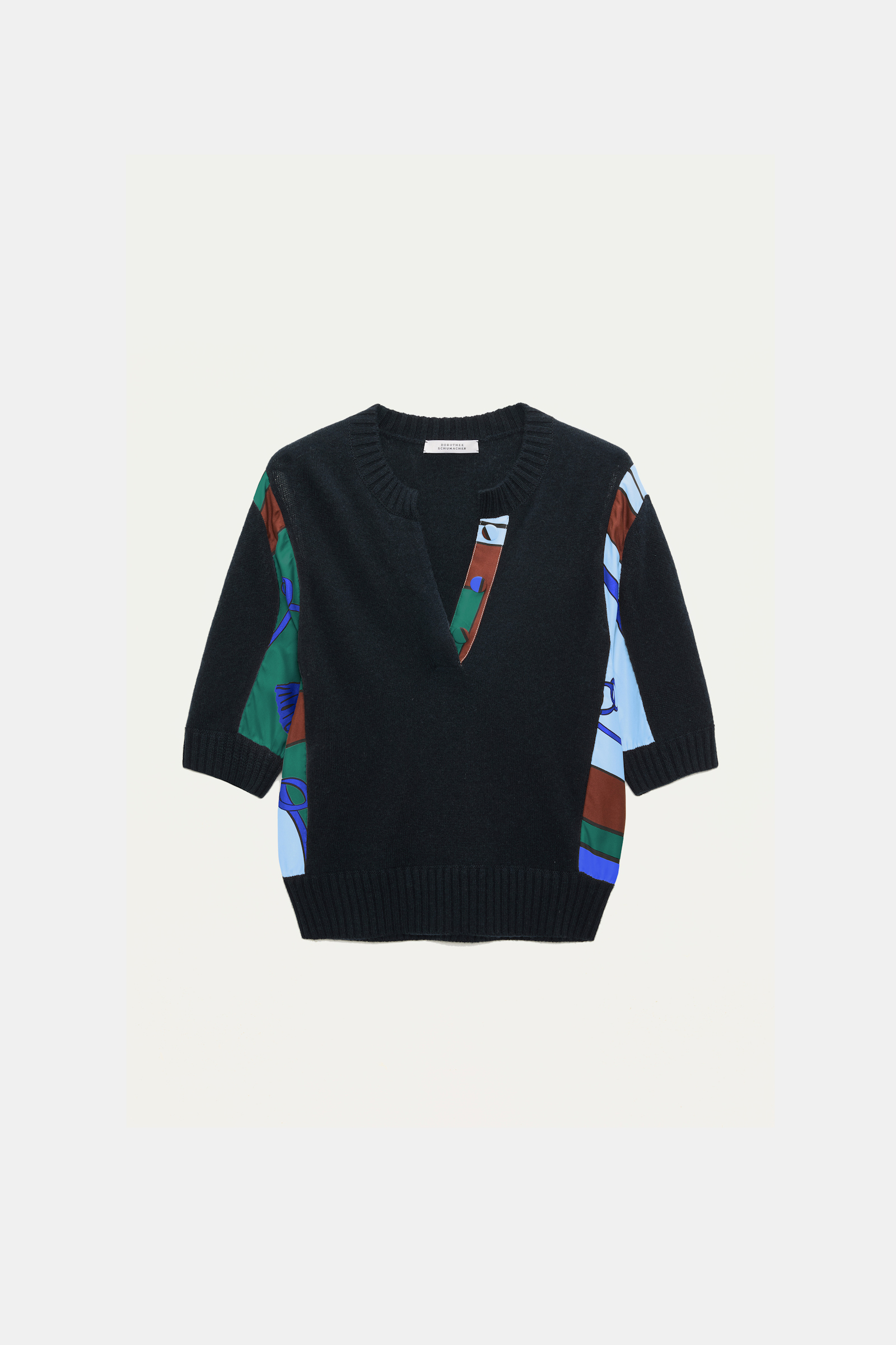 Dorothee Schumacher Pullover mit halbem Arm aus Merino und Kaschmir colorful ribbon scarf Product Front View