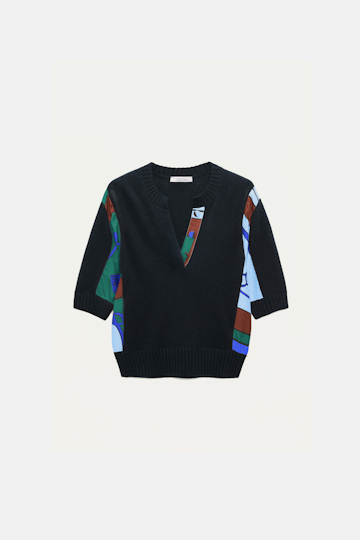 Dorothee Schumacher Pullover mit halbem Arm aus Merino und Kaschmir colorful ribbon scarf Product Front View