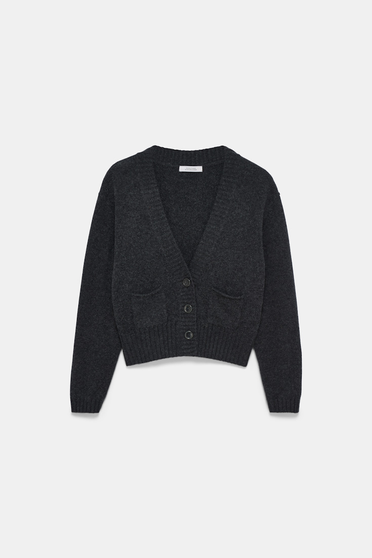Dorothee Schumacher Merino-cashmere V-neck cardigan anthra melange Product Front View