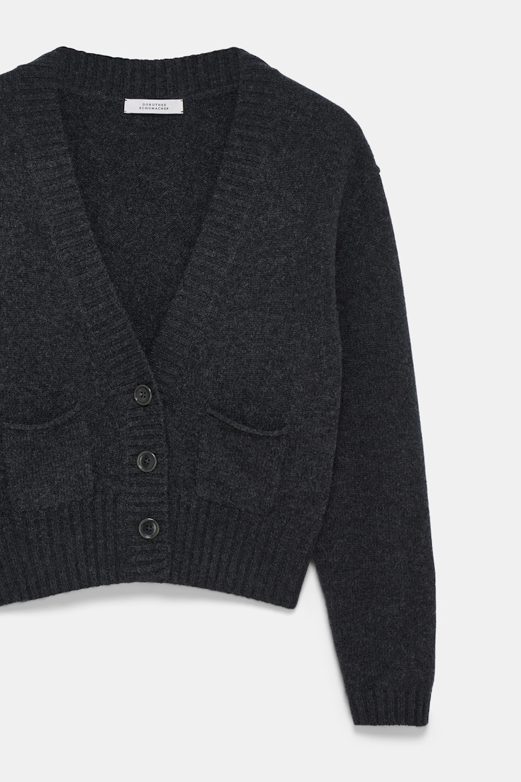 Dorothee Schumacher Merino-cashmere V-neck cardigan anthra melange Product Detail View