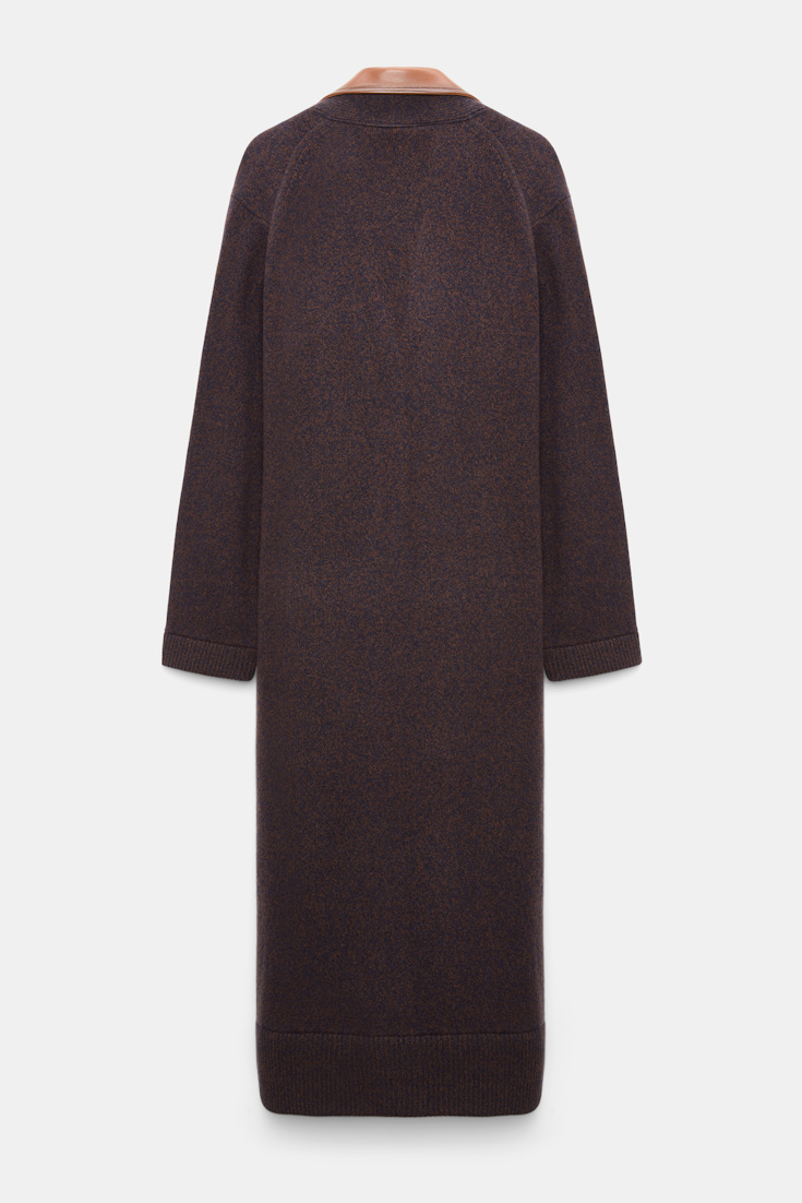 Dorothee Schumacher Mantel aus Merino und Kaschmir Lederrevers brown melange Product Detail View