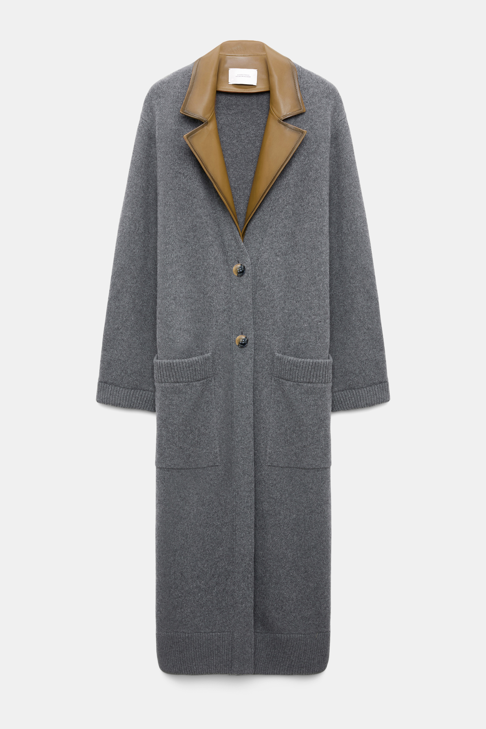 Dorothee Schumacher Merino-cashmere coat with leather details anthra melange Product Front View