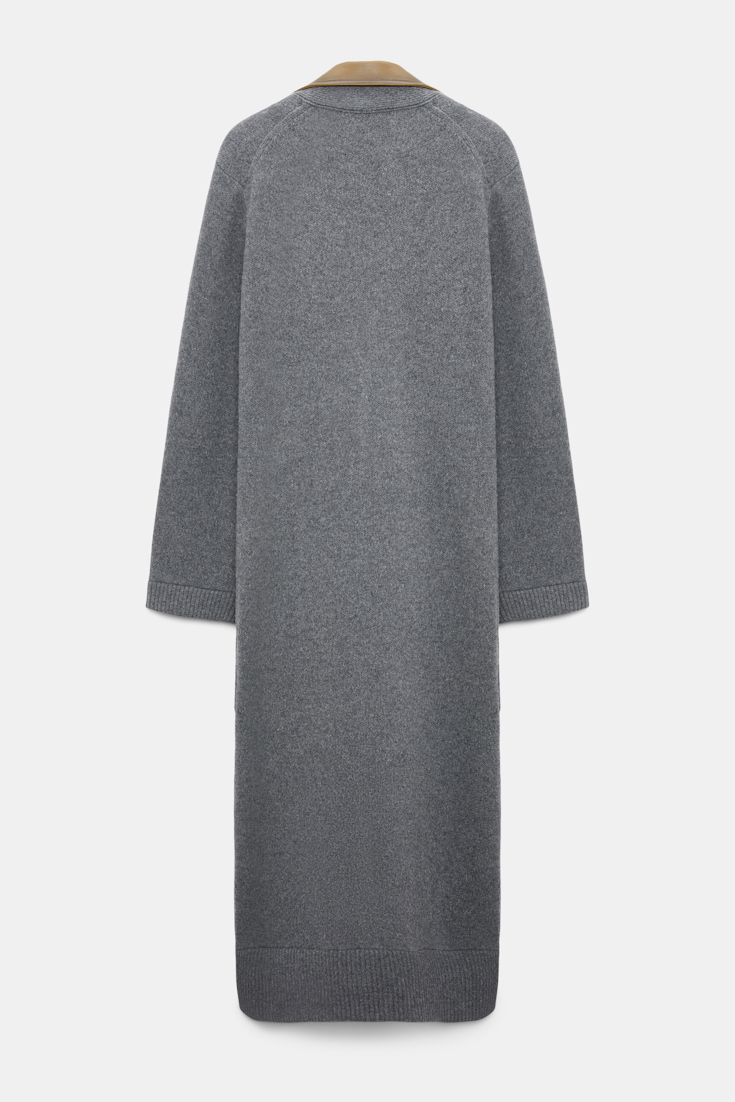 Dorothee Schumacher Merino-cashmere coat with leather details anthra melange Product Detail View