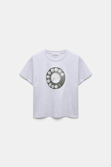 Dorothee Schumacher HI LOVE print T-shirt oyster grey Product Front View