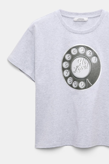 Dorothee Schumacher HI LOVE print T-shirt oyster grey Product Detail View