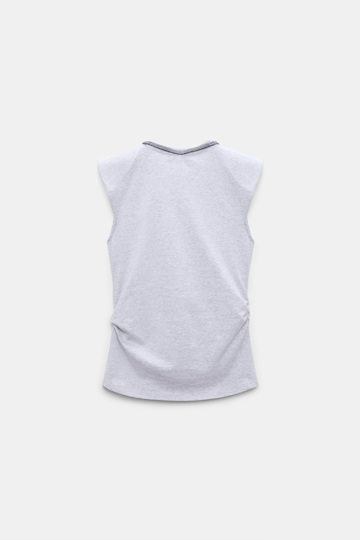 Dorothee Schumacher Sleeveless T-shirt with rbow detail greymelange + satin Product Detail View
