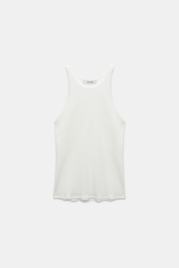 Dorothee Schumacher Rib knit cotton tank top pure white Product Front View
