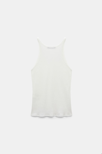 Dorothee Schumacher Rib knit cotton tank top pure white Product Detail View