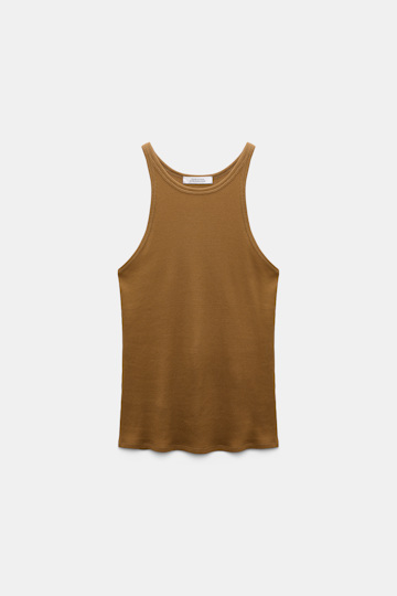 Dorothee Schumacher Rib knit cotton tank top porcini Product Front View