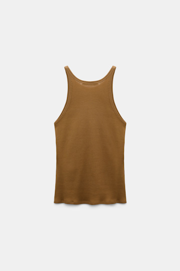 Dorothee Schumacher Rib knit cotton tank top porcini Product Detail View