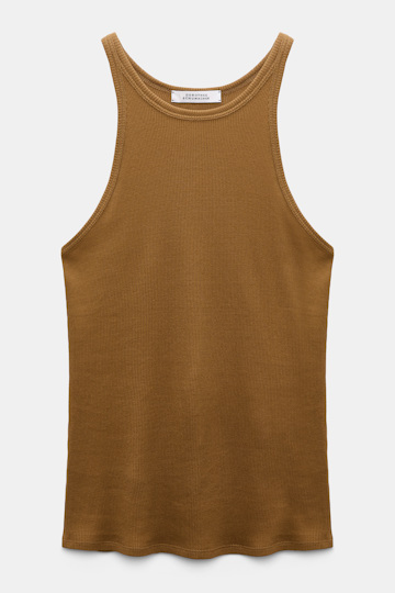 Dorothee Schumacher Rib knit cotton tank top porcini Product Detail View