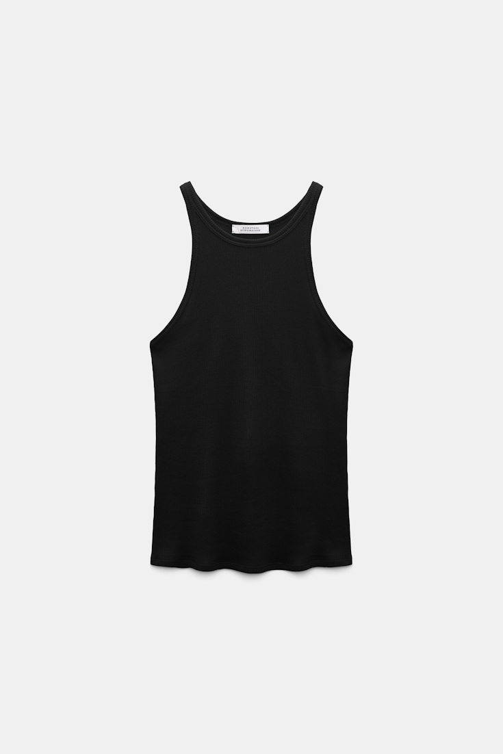 Dorothee Schumacher Rippentanktop aus Baumwolle black Product Front View