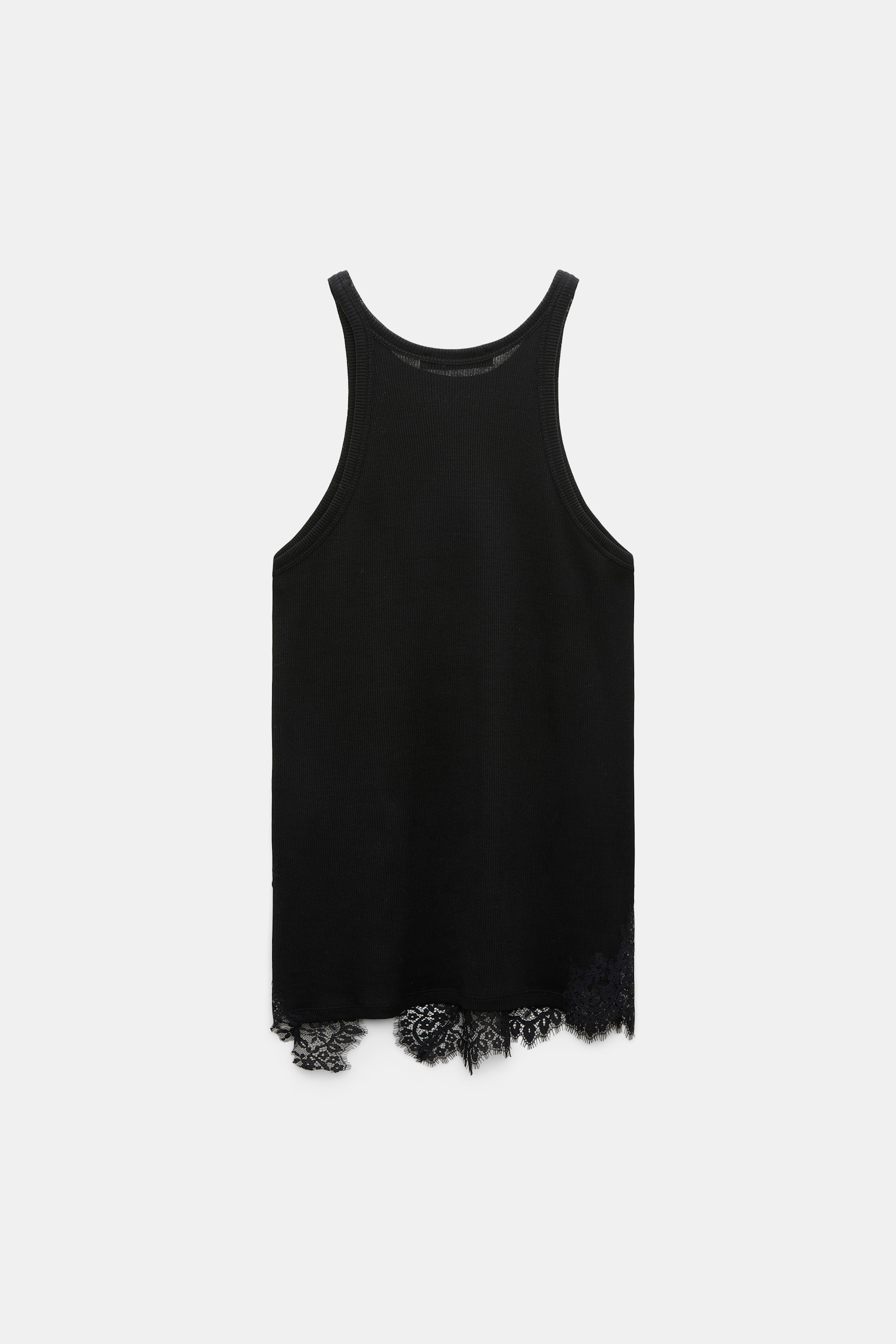 Dorothee Schumacher Rippentanktop mit Spitzeneinsatz aus Baumwolle black Product Detail View