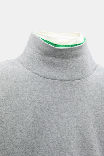 Dorothee Schumacher Fine rib cotton turtleneck with two-tone collar grey mel. patch Product Detail View