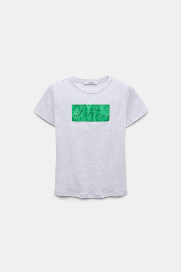 Dorothee Schumacher TELLING LOVE STORIES shrunken T-shirt grey mel. + label col.555 Product Front View