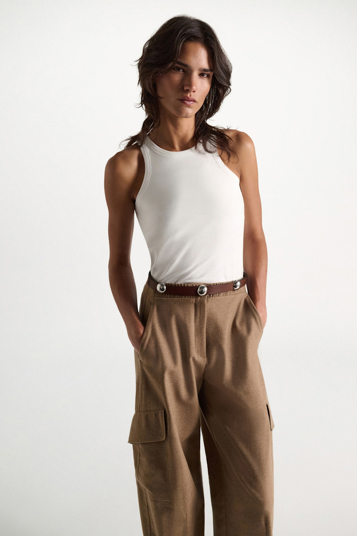 Dorothee Schumacher Stretch cotton tank top camellia white Model Detail View