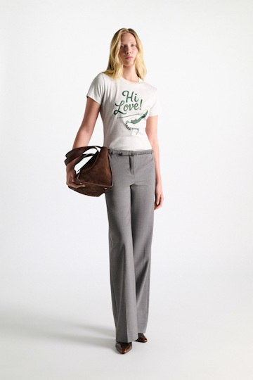 Dorothee Schumacher HI LOVE print shrunken T-shirt grey/green Model Detail View