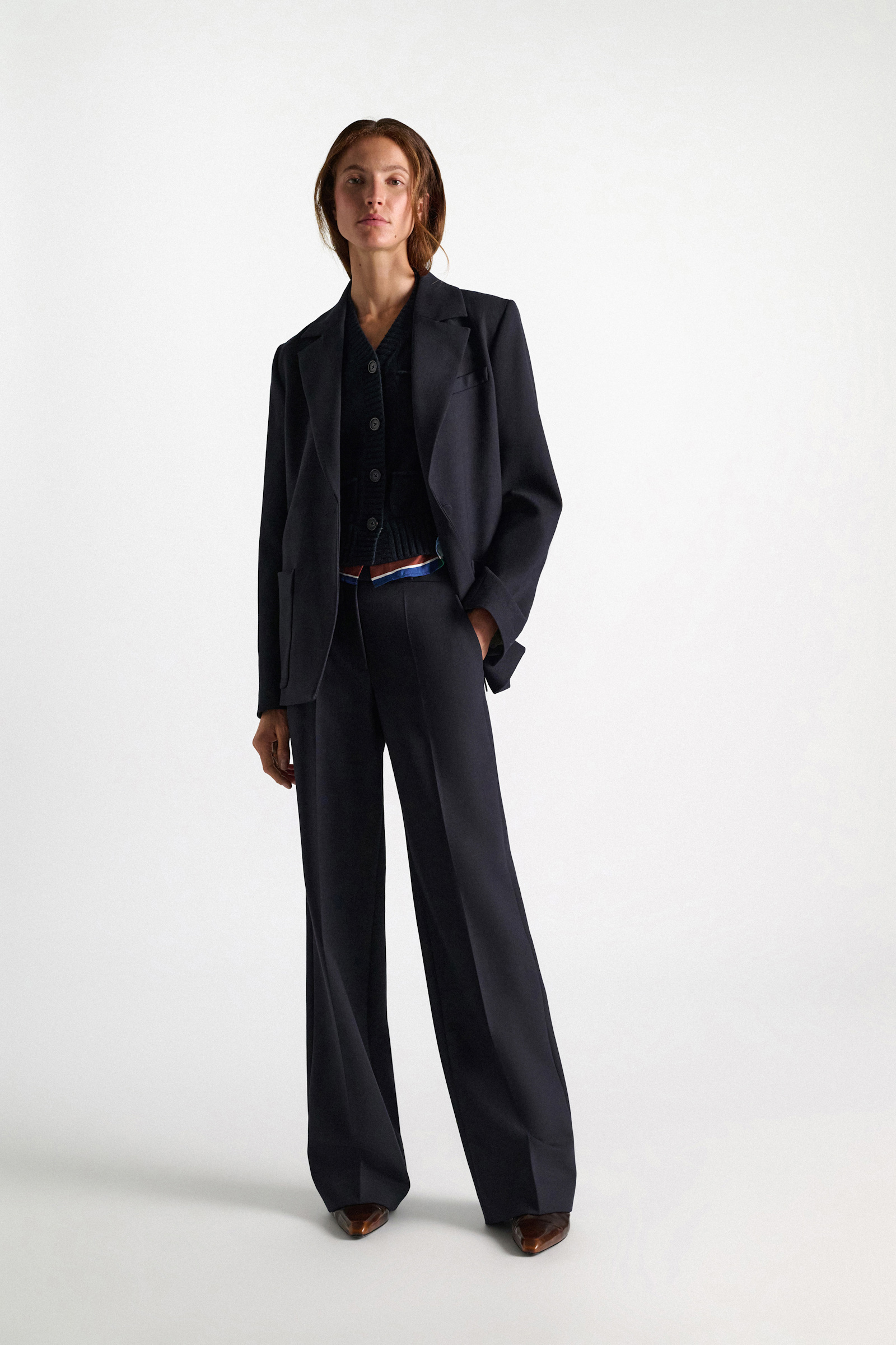 Dorothee Schumacher Wide Pants midnight navy Model Front View