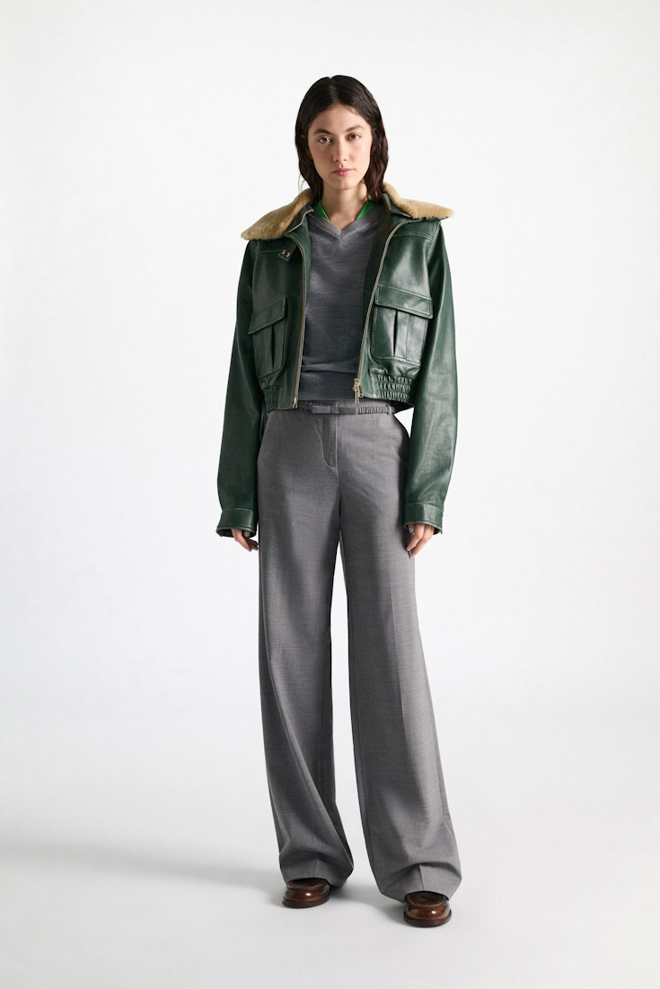 Dorothee Schumacher Wide Pants grey melange Model Front View