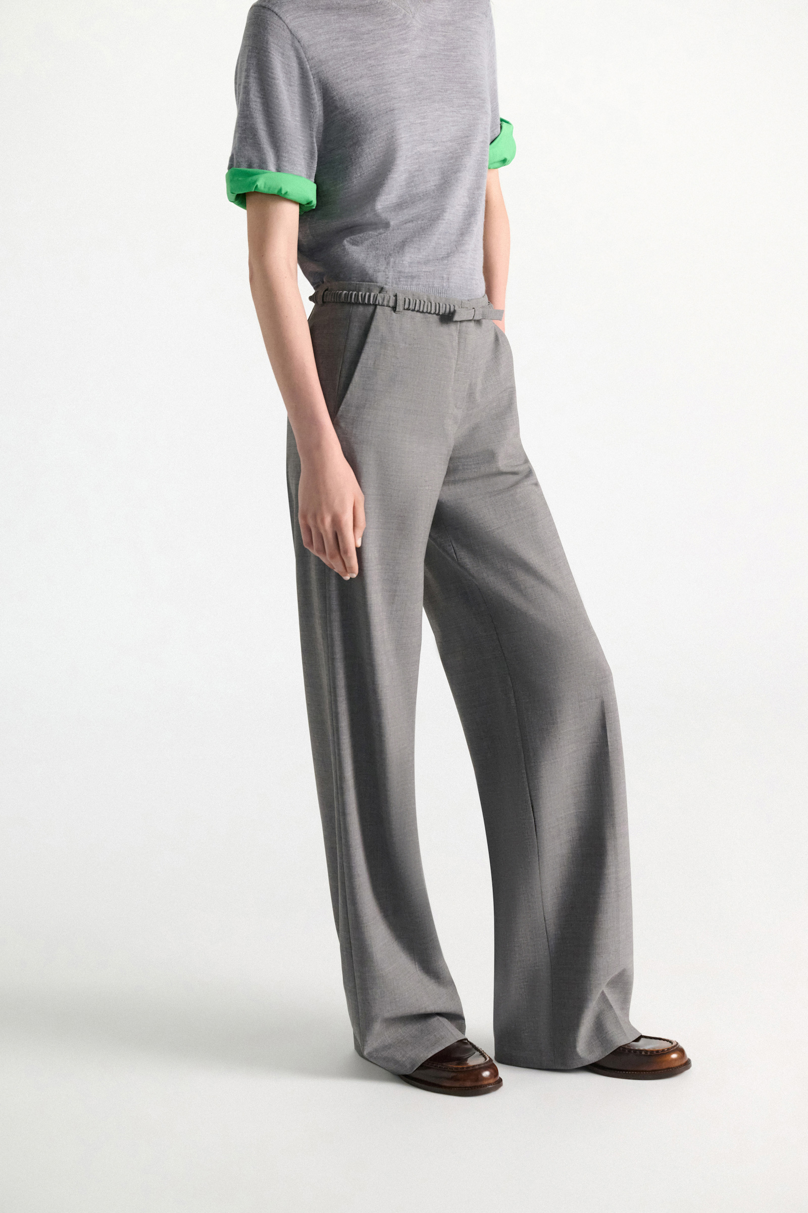 Dorothee Schumacher Wide Pants grey melange Model Detail View