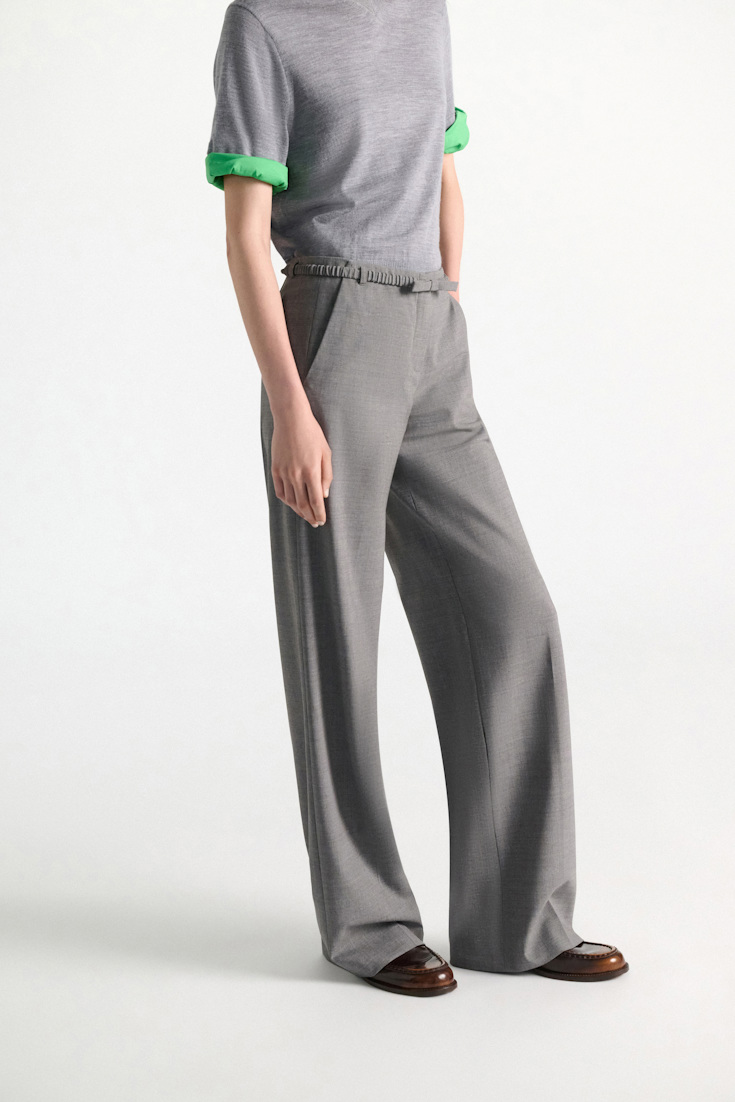Dorothee Schumacher Wide Pants grey melange Model Detail View